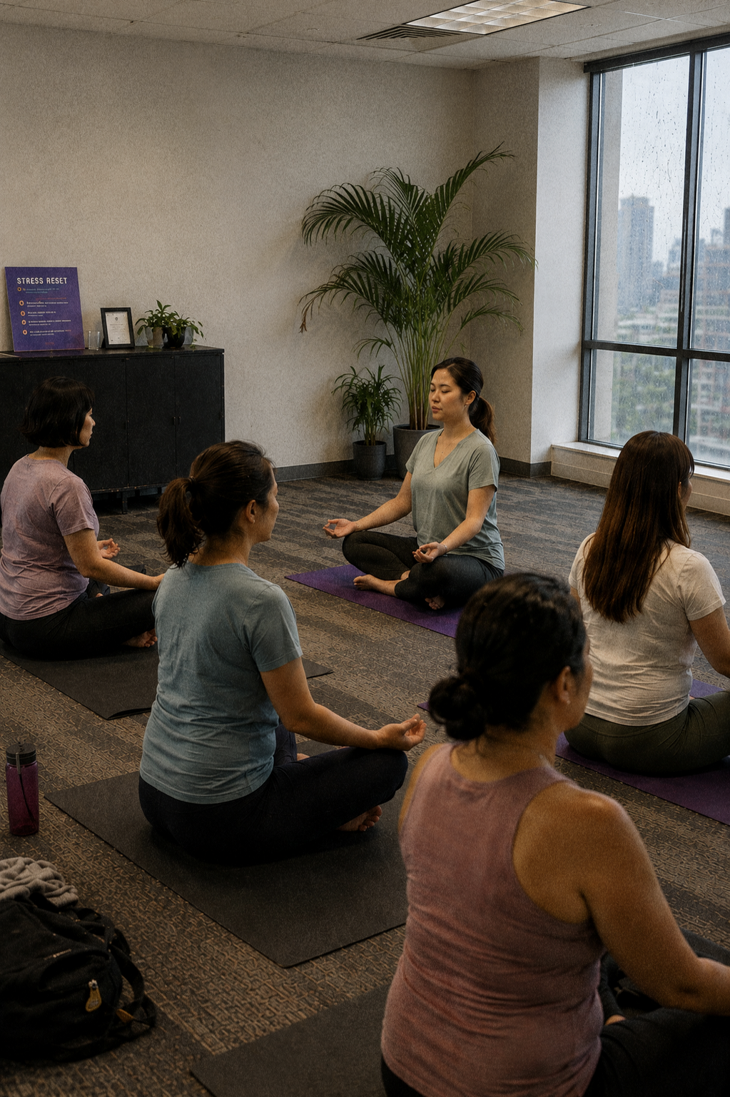 Filipino employees participating in a workplace well-being program.